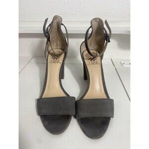 Vince Camuto Corlina Gray Suede Leather Dress Sandal Block Heel Womens Size 7.5M